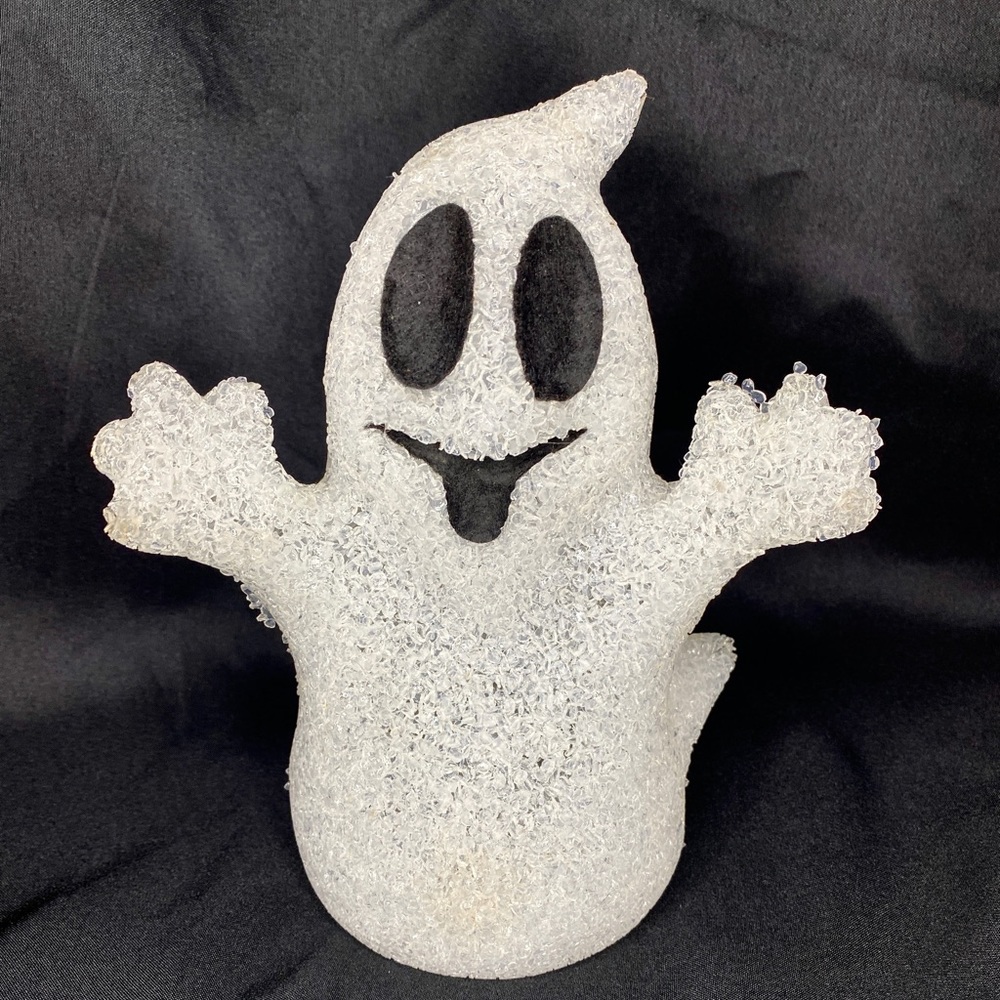 🎃 Retro Plastic Melt Ghost Flashing Red Light Inside SEE VIDEO 9.25" Tall.